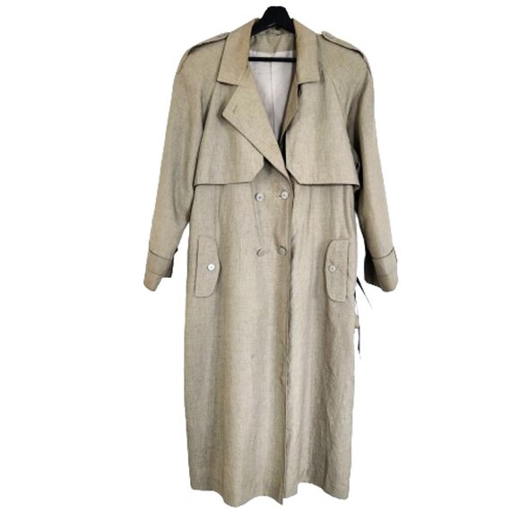 80's Trench Coat size 13/14, Below the Knee with belt fully lined full length - Picture 1 of 10